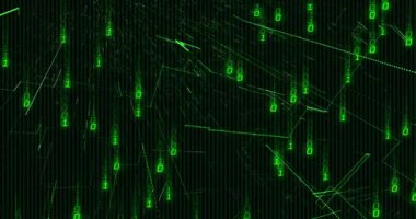 Siyah arkaplanda veri işleme animasyonu. küresel iş ve dijital arayüz kavramı dijital olarak oluşturulmuş video.