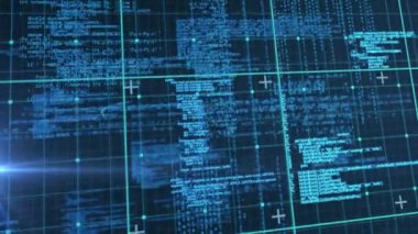 Şebeke üzerinde veri işleme animasyonu. küresel veri işleme, hesaplama ve dijital arayüz kavramı dijital olarak oluşturulmuş video.