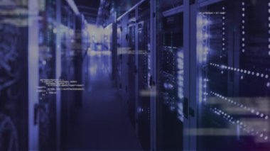 Sunucular üzerinde veri işleme animasyonu. küresel ağ, bağlantılar, veri ve teknoloji konsepti dijital olarak oluşturulmuş video.