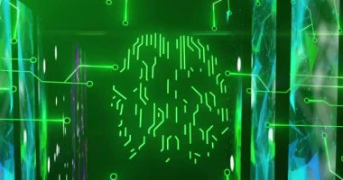 Siyah arkaplanda veri işleme animasyonu. küresel iş ve dijital arayüz kavramı dijital olarak oluşturulmuş video.