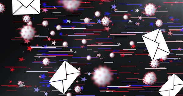 Image Envelopes Covid Cells American Flag Stars Colours Background Postal — Foto Stock