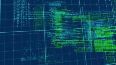 Donanma arka planında veri işleme animasyonu. bilgisayarlar, programlama, veri işleme ve teknoloji konsepti dijital olarak oluşturulmuş video.