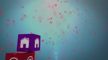 Mavi arka planda DNA iplikçikleri ve simgelerin canlandırılması. Küresel bilim, bağlantılar, veri işleme ve dijital arayüz kavramı dijital olarak oluşturulmuş video.