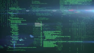 Siyah arkaplan üzerinde veri işleme animasyonu. küresel iş ve dijital arayüz kavramı dijital olarak oluşturulmuş video.