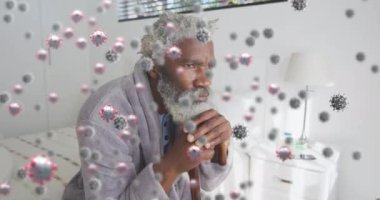 Afro-Amerikan insan yerine virüs hücrelerinin animasyonu. covid 19 pandemik konsept sırasında dijital olarak üretilen video.