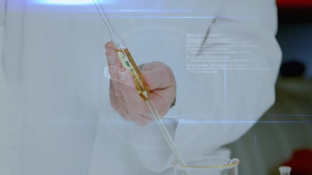 Animation Dna Strand Data Processing Caucasian Scientist Lab Global Science — Vídeo de stock