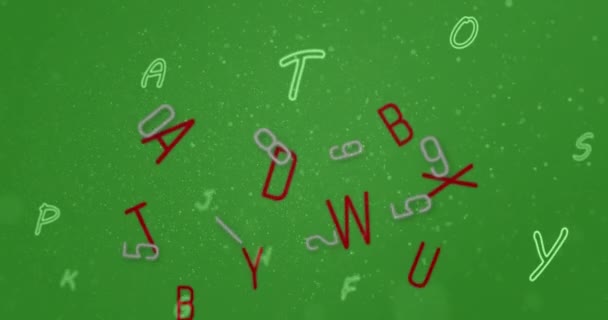 Animation Letters Numbers Green Background Data Processing Technology Concept Digitally — Stockvideo