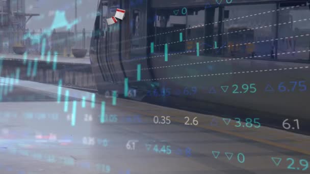 Animation Financial Data Train Station Economy Finance Transport Concept Digitally — 图库视频影像