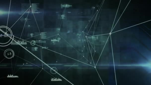 在黑色背景上动画连接网络 连接和技术概念数字生成的视频 — 图库视频影像