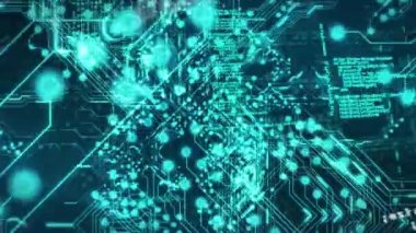 Siyah arkaplanda veri işleme animasyonu. Sosyal medya ve dijital arayüz kavramı dijital olarak oluşturulmuş video.