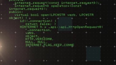 Siyah arkaplanda veri işleme animasyonu. programlama, bilgisayarlar, veri işleme ve teknoloji konsepti dijital olarak oluşturulmuş video.