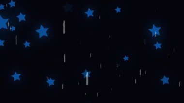 Animation of blue stars moving over black background. party and celebration concept digitally generated video.