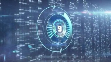 Işıkları ve sunucuları sayarak çember oluşturma animasyonu. küresel ağ, bağlantılar, veri ve teknoloji konsepti dijital olarak oluşturulmuş video.