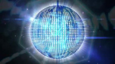 Animation of disco ball over black background. global business and digital interface concept digitally generated video.