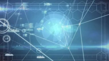 Gri arkaplan üzerindeki bağlantı ağının animasyonu. küresel bağlantılar, veri işleme ve dijital arayüz konsepti dijital olarak oluşturulmuş video.
