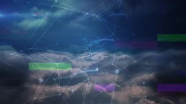 Animation of clouds and dna strand over data processing. global business and digital interface concept digitally generated video.