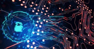 Animation of data processing over black background. Social media and digital interface concept digitally generated video.