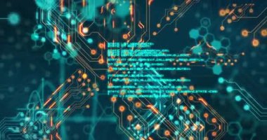 Siyah arkaplanda veri işleme animasyonu. Sosyal medya ve dijital arayüz kavramı dijital olarak oluşturulmuş video.