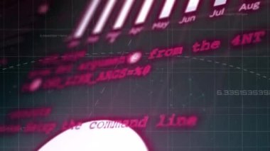 Karanlık arka planda veri işleme animasyonu. küresel bilim, bağlantılar, veri işleme ve dijital arayüz kavramı dijital olarak oluşturulmuş video.