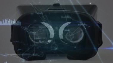 VR kulaklığın kapatılmasına karşı bağlantı ve veri işleme ağı. küresel ağ oluşturma ve gelecekteki teknoloji kavramı