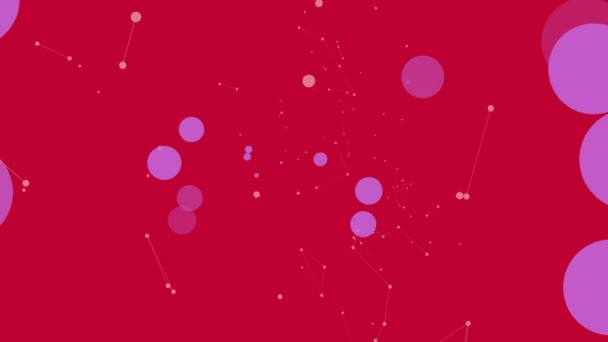 Animace Sítě Připojení Teček Červeném Pozadí Globální Připojení Zpracování Dat — Stock video