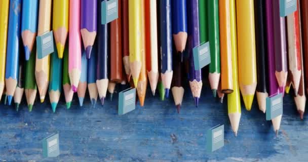Animation Blue Schoolbooks Moving Coloured Pencils School Desk School Education — Wideo stockowe