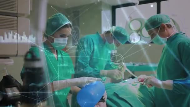 Network Connections Group Surgeons Performing Operation Operation Theatre Healthcare Medical — Vídeo de Stock
