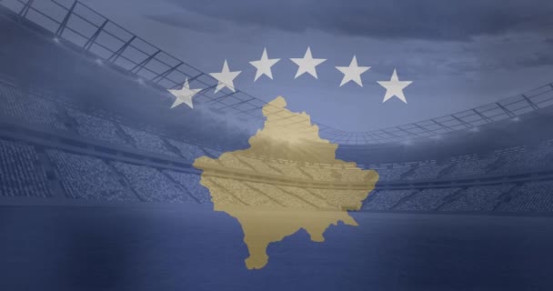Animation Flag Kosovo Sports Stadium Global Sport Digital Interface Concept — Vídeos de Stock