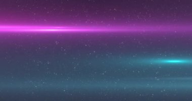 Siyah zemin üzerinde parıldayan yıldızların üzerinde parlayan mor ve mavi ışığın animasyonu. ışık ve hareket kavramı dijital olarak oluşturulmuş video.