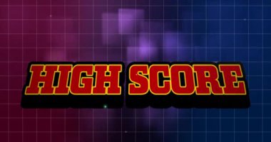 Mavi arkaplandaki şekiller üzerinden yüksek skorlu metin animasyonu. Sosyal medya ve dijital arayüz kavramı dijital olarak oluşturulmuş video.