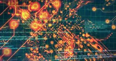 Siyah arkaplanda veri işleme animasyonu. Sosyal medya ve dijital arayüz kavramı dijital olarak oluşturulmuş video.