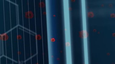 Güller üzerinde veri işleme animasyonu. küresel bilim ve dijital arayüz kavramı dijital olarak oluşturulmuş video.