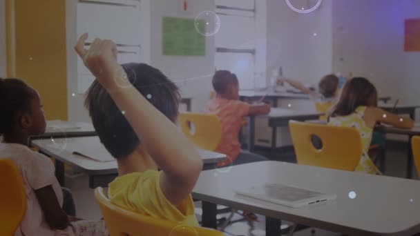 Animation Data Processing Diverse Schoolchildren Learning Classroom Global Education Connections — Wideo stockowe