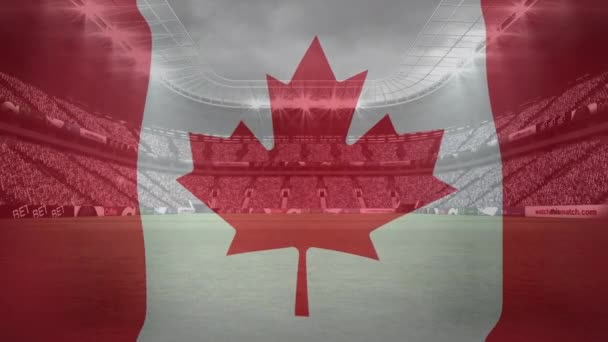 Animation Waving Flag Canada Sport Stadium Sports Competition Entertainment Technology — Stockvideo