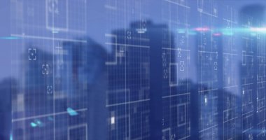 Kop taramasının dijital görüntüsü ve mavi arka planda parlayan ışık noktası. Dijital bilgisayar arayüzü kavramı