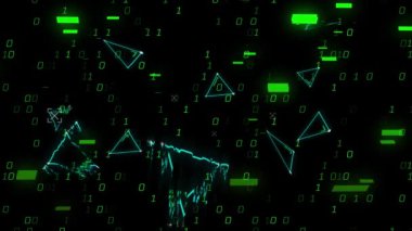 Siyah arkaplanda veri işleme animasyonu. küresel iş ve dijital arayüz kavramı dijital olarak oluşturulmuş video.