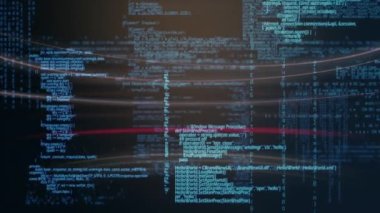 Siyah arkaplan üzerinde çizgilerle veri işleme animasyonu. küresel ağ, veri ve teknoloji konsepti dijital olarak oluşturulmuş video.