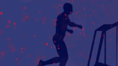 Koyu arkaplanda DNA ipliği ve çalışan kişinin animasyonu. Küresel bilim, bağlantılar, veri işleme ve dijital arayüz kavramı dijital olarak oluşturulmuş video.