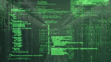 Sunucular üzerinde veri işleme animasyonu. küresel ağ, bağlantılar, veri ve teknoloji konsepti dijital olarak oluşturulmuş video.