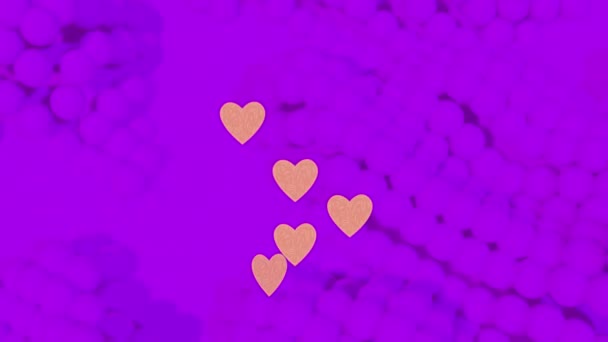 Animation Hearts Shapes Purple Background Abstract Background Pattern Concept Digitally — ストック動画