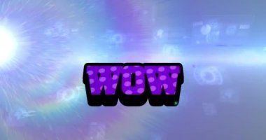 Kapsam taraması ve veri işleme üzerinden wow metninin animasyonu. küresel sosyal medya, veri işleme ve dijital arayüz kavramı dijital olarak oluşturulmuş video.
