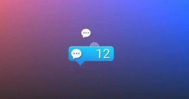 Sosyal medya simgelerinin renkli arka plana düşüşünün animasyonu. Sosyal medya ve iletişim konsepti dijital olarak oluşturulmuş video.