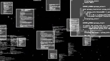 Siyah arkaplan üzerinde bilgisayar veri işleme animasyonu. küresel hesaplama ve veri işleme kavramı dijital olarak oluşturulmuş video.