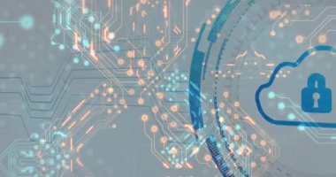 Siyah arkaplanda veri işleme üzerine asma kilit simgesinin canlandırılması. Sosyal medya ve dijital arayüz konsepti dijital olarak oluşturulmuş video.