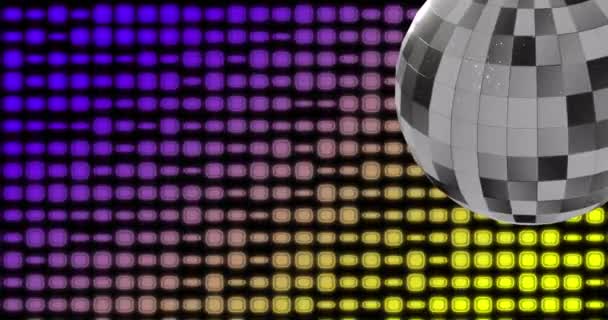 Animación Bola Disco Luces Sobre Fondo Colorido Música Danza Concepto — Vídeo de stock