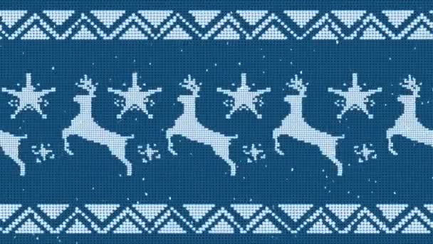 Animation Christmas Fir Tree Reindeers Blue Background Christmas Winter Tradition — Stockvideo