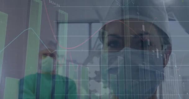 Animation Financial Data Processing Surgeons Operating Theatre Global Medicine Healthcare — Stockvideo