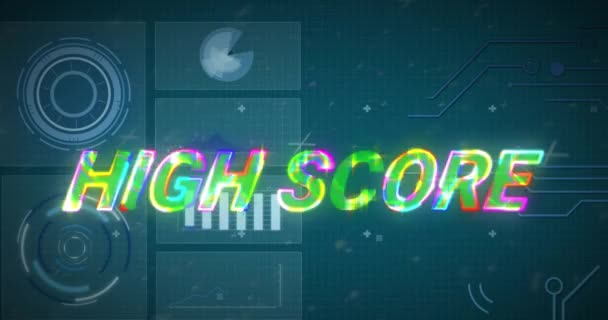 Animation High Score Text Scope Scanning Data Processing Global Social — Stock Video