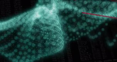 Veri işleme üzerinde hareket eden şekillerin animasyonu. Soyut arkaplan ve dijital arayüz kavramı dijital olarak oluşturulmuş video.