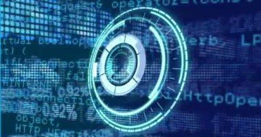 Finansal veri işleme üzerinde yapılan taramaların animasyonu. küresel iş, veri işleme ve bağlantı konsepti dijital olarak oluşturulmuş video.